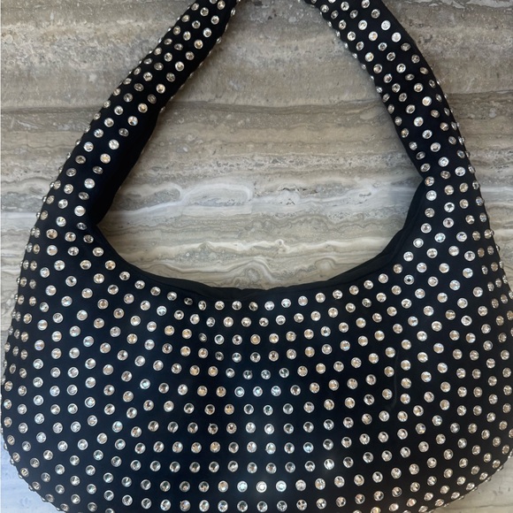 Simon Miller Black and Crystal Studded Hobo Bag - Picture 3 of 6